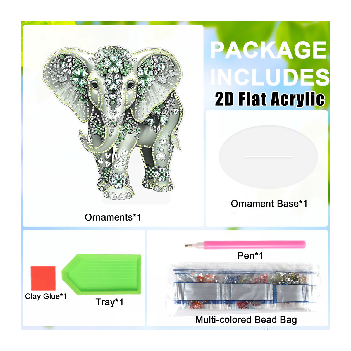 Diamond Art DIY Elephant Desktop Ornament Set für Erwachsene, mehrfarbiges Bastelset aus Kunststoff für Home Office Deko - Bild 3