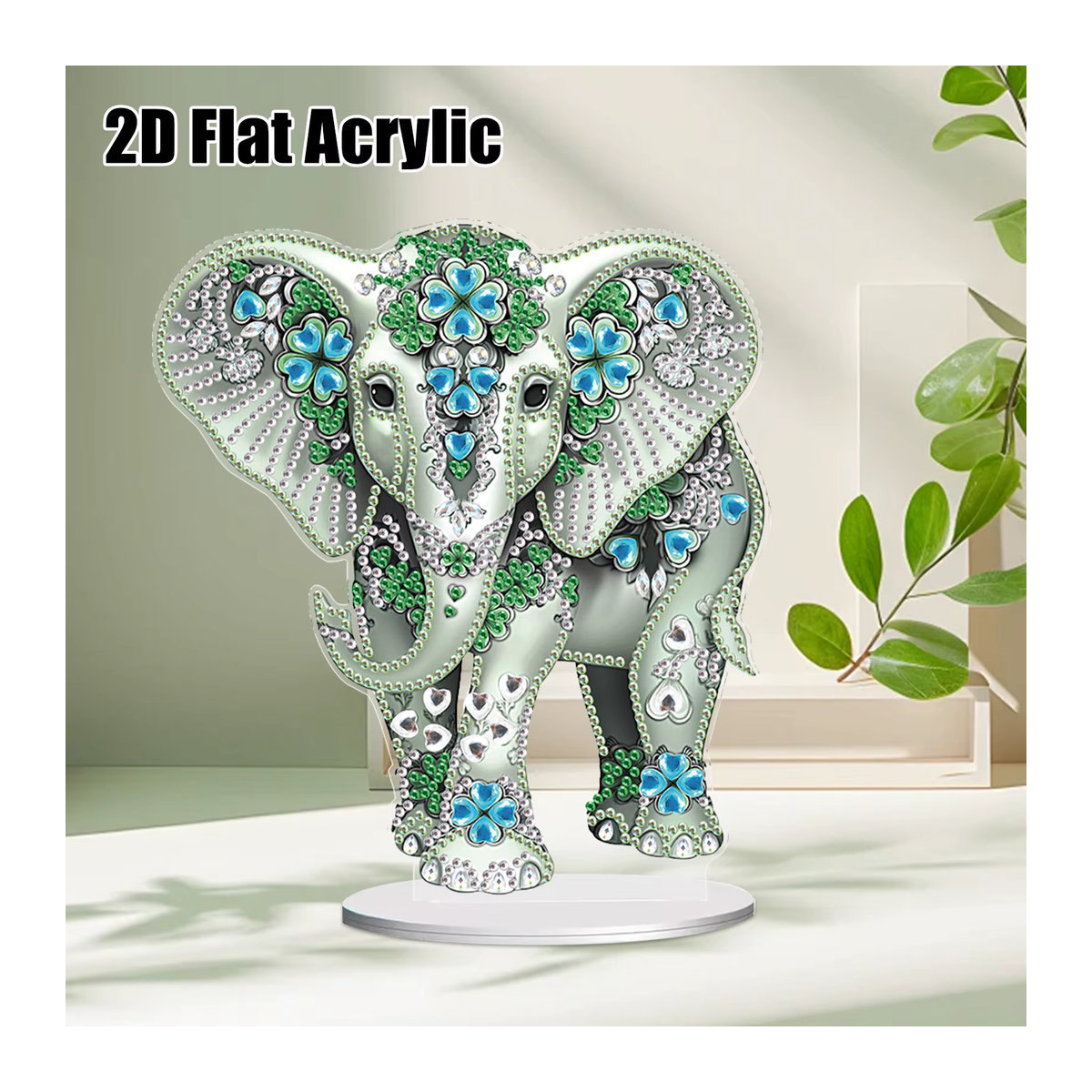 Diamond Art DIY Elephant Desktop Ornament Set für Erwachsene, mehrfarbiges Bastelset aus Kunststoff für Home Office Deko - Bild 4