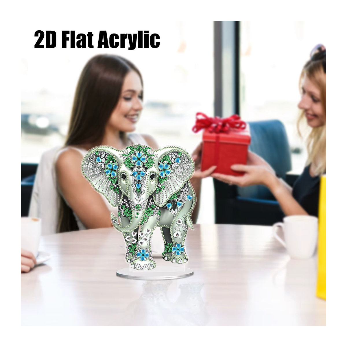 Diamond Art DIY Elephant Desktop Ornament Set für Erwachsene, mehrfarbiges Bastelset aus Kunststoff für Home Office Deko - Bild 5