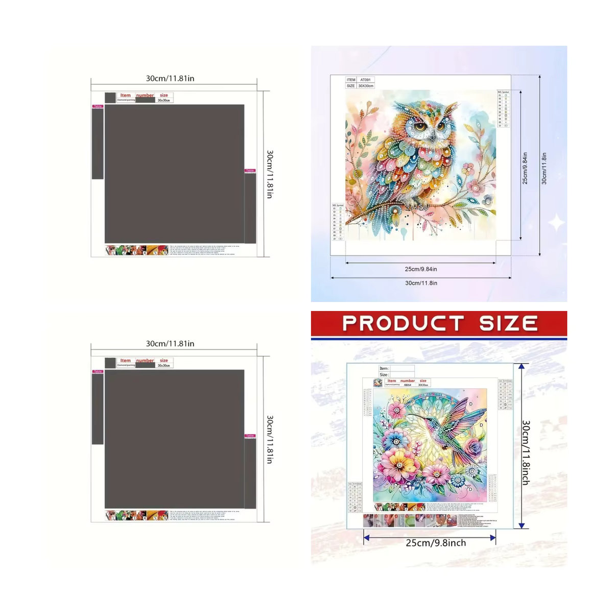 Diamond Painting Set Eulen-Vogelmuster in unregelmäßiger Form, mehrfarbig, rahmenlos, ideal für Anfänger und Erwachsene - Bild 1