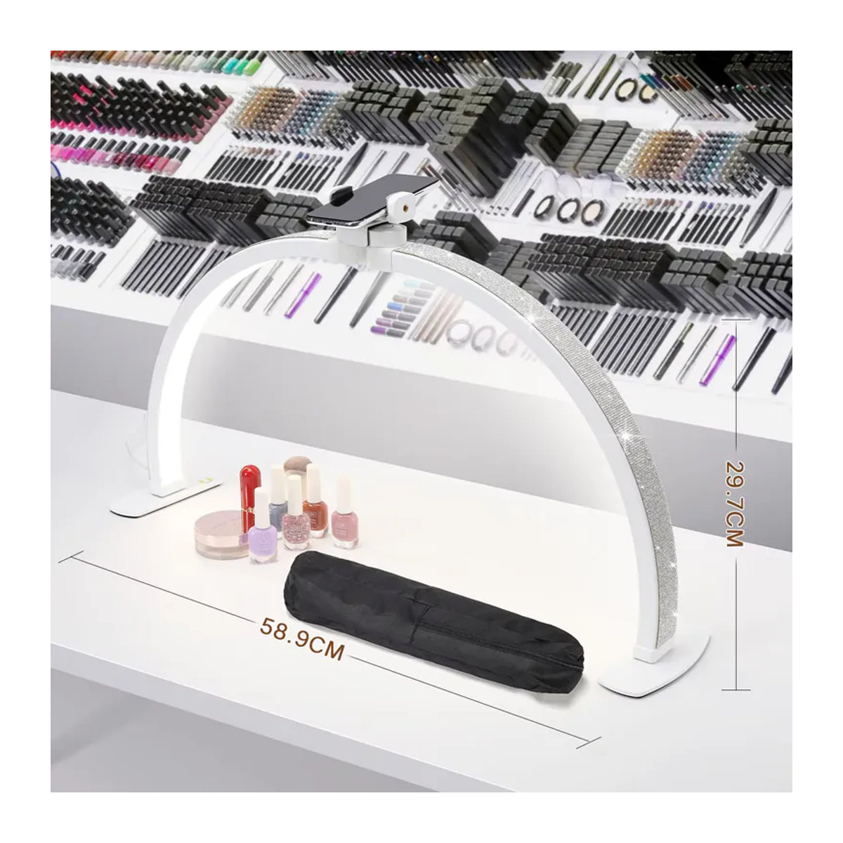 DianaBeauty Halbmond LED Tischlampe für Maniküre und Wimpern in Rosa und Weiß, modern, 3000-6000K - Bild 6