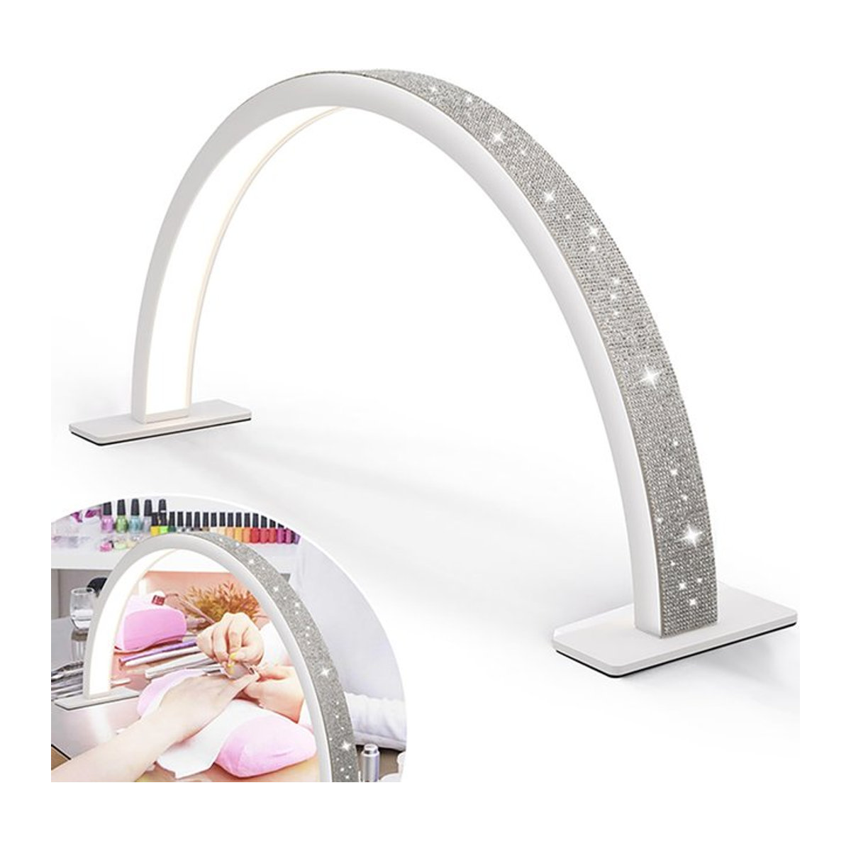 DianaBeauty Moderne LED-Schreibtischlampe in Weiß als U-förmiges Fülllicht für Maniküre und Nagelkunst im Salon - Bild 1