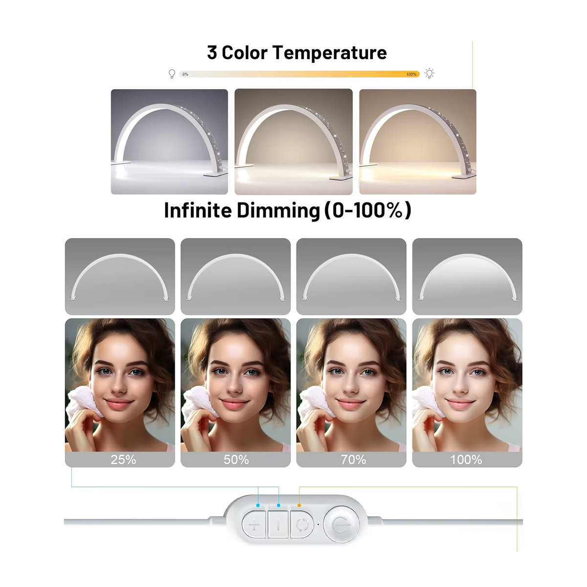 DianaBeauty Moderne LED-Schreibtischlampe in Weiß als U-förmiges Fülllicht für Maniküre und Nagelkunst im Salon - Bild 3
