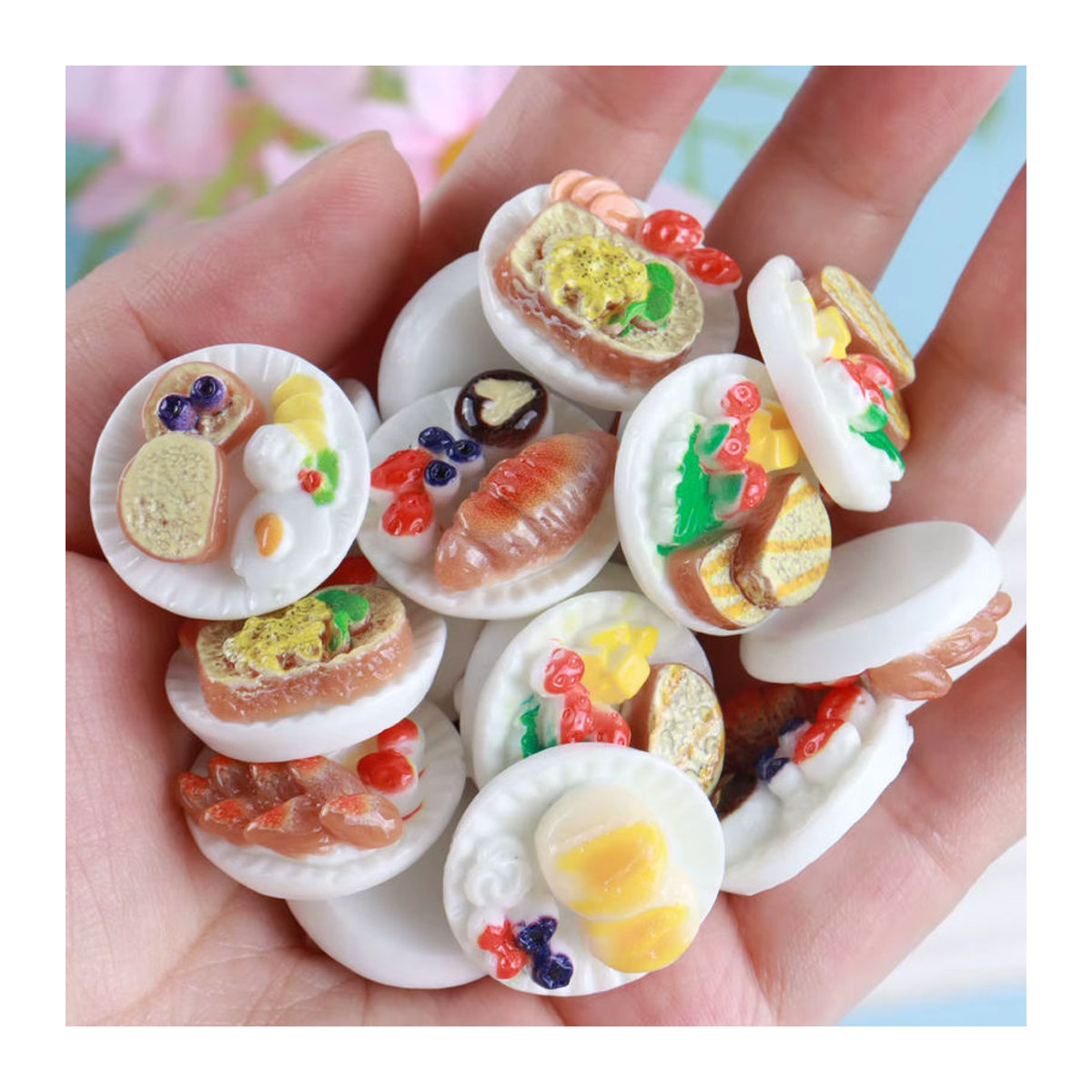 DianXin 10 Stück Miniatur Lebensmittel Modell Frühstück Set aus Kunstharz für Puppenhaus Dekoration, Mehrfarbig - Bild 2