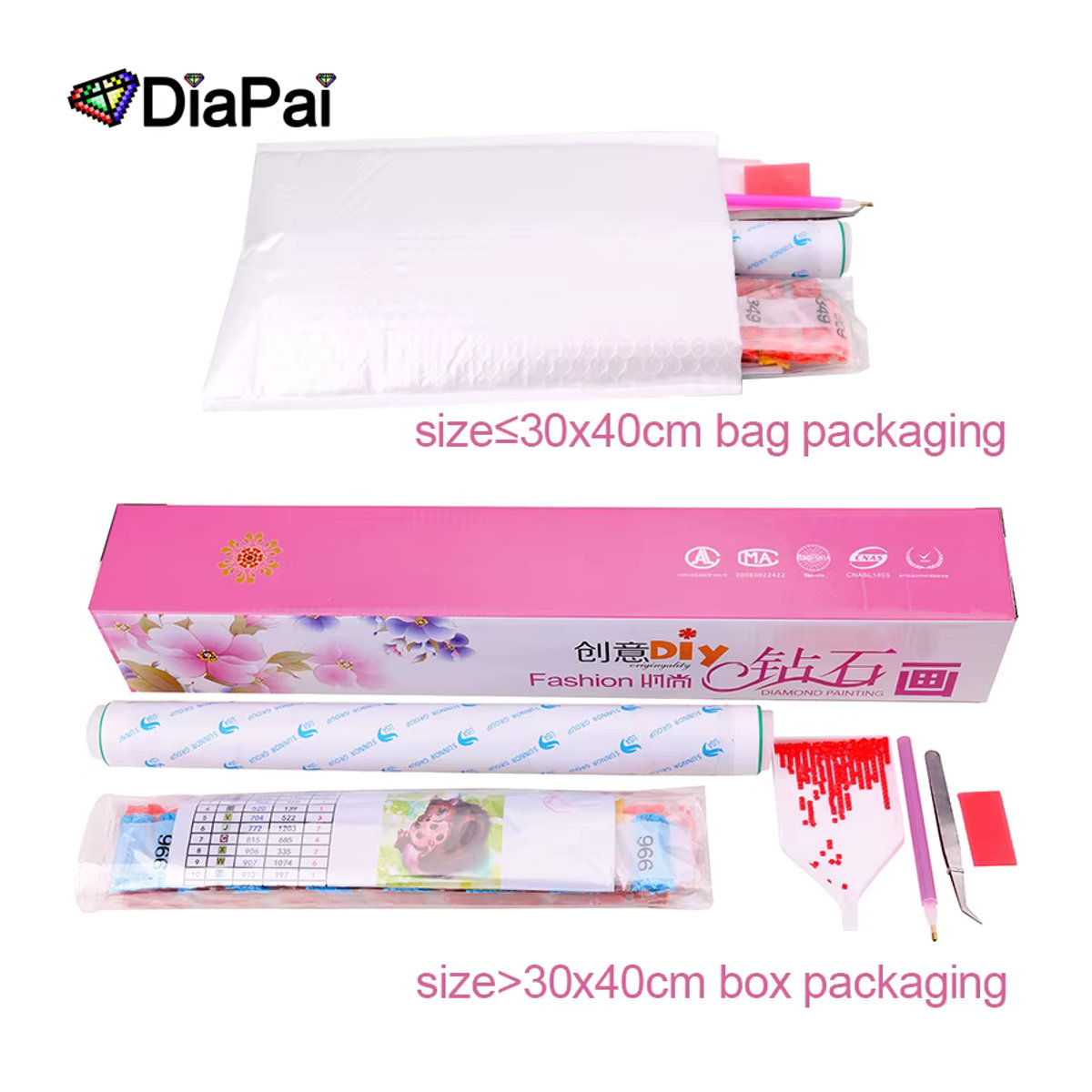 DIAPAI 5D DIY Diamond Painting Set Blumen Pfingstrosen Landschaft in Mehrfarbig - Bild 3