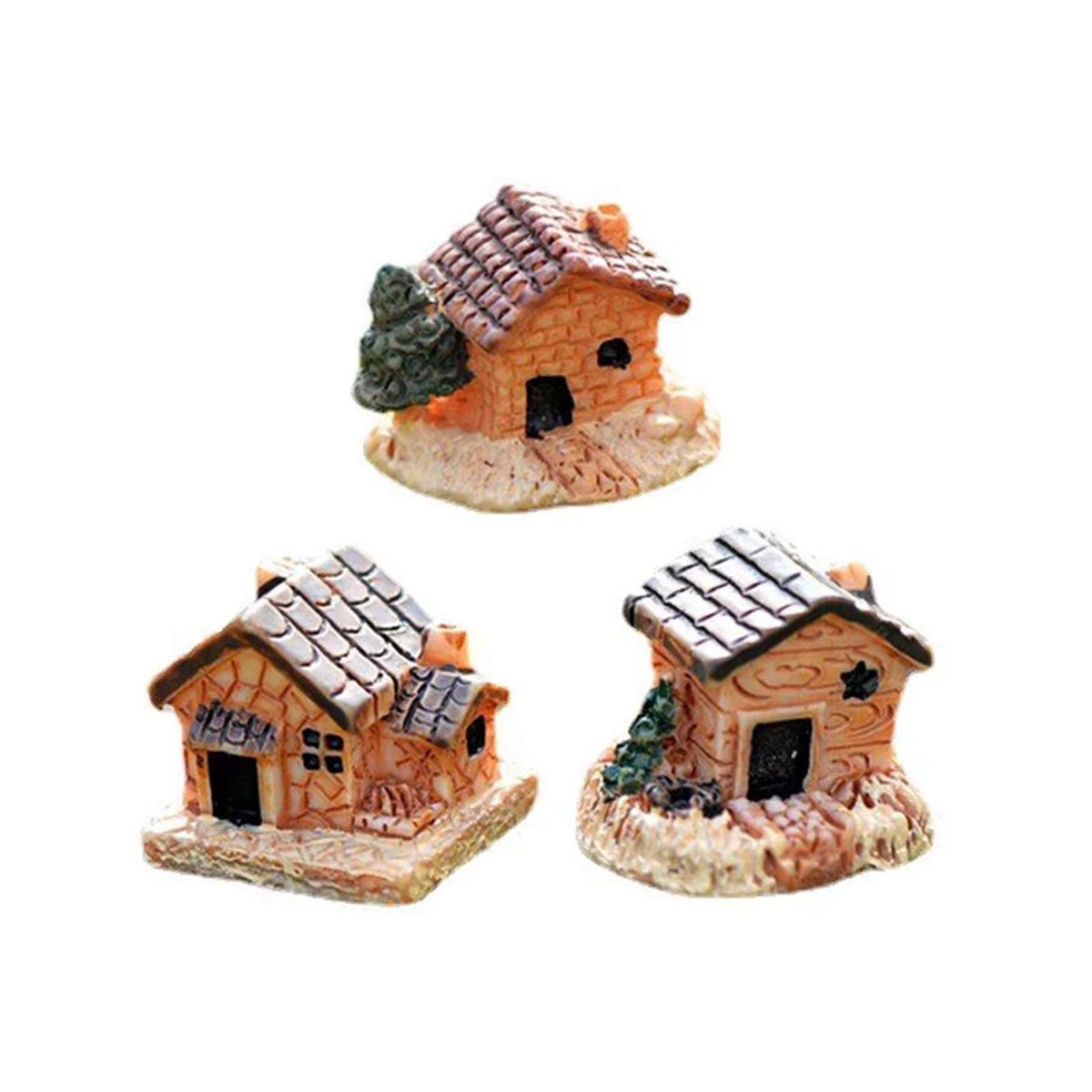 DIAPER&CORED 3er Set Weihnachts Häuser aus Kunstharz als mehrfarbige Micro Landschaft Dekoration und Garten Ornamente - Bild 7