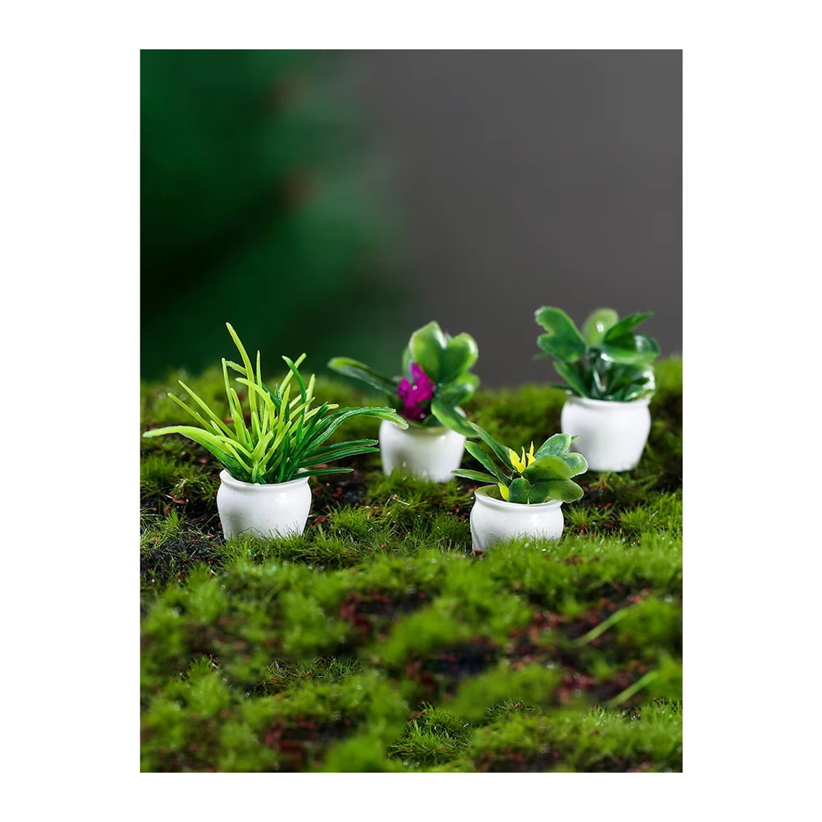 DIAPER&CORED 4er Set Mini-Bäume im Topf, grüne künstliche Topfpflanzen für 1:12 Miniatur-Puppenhaus-Dekoration - Bild 5