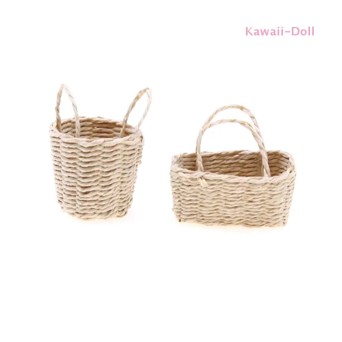 DIAPER&CORED Miniatur Aufbewahrungskorb für Puppenhaus im Maßstab 1:12, beige, geflochtener Rattan-Rahb, rechteckig, stehend - Bild 5