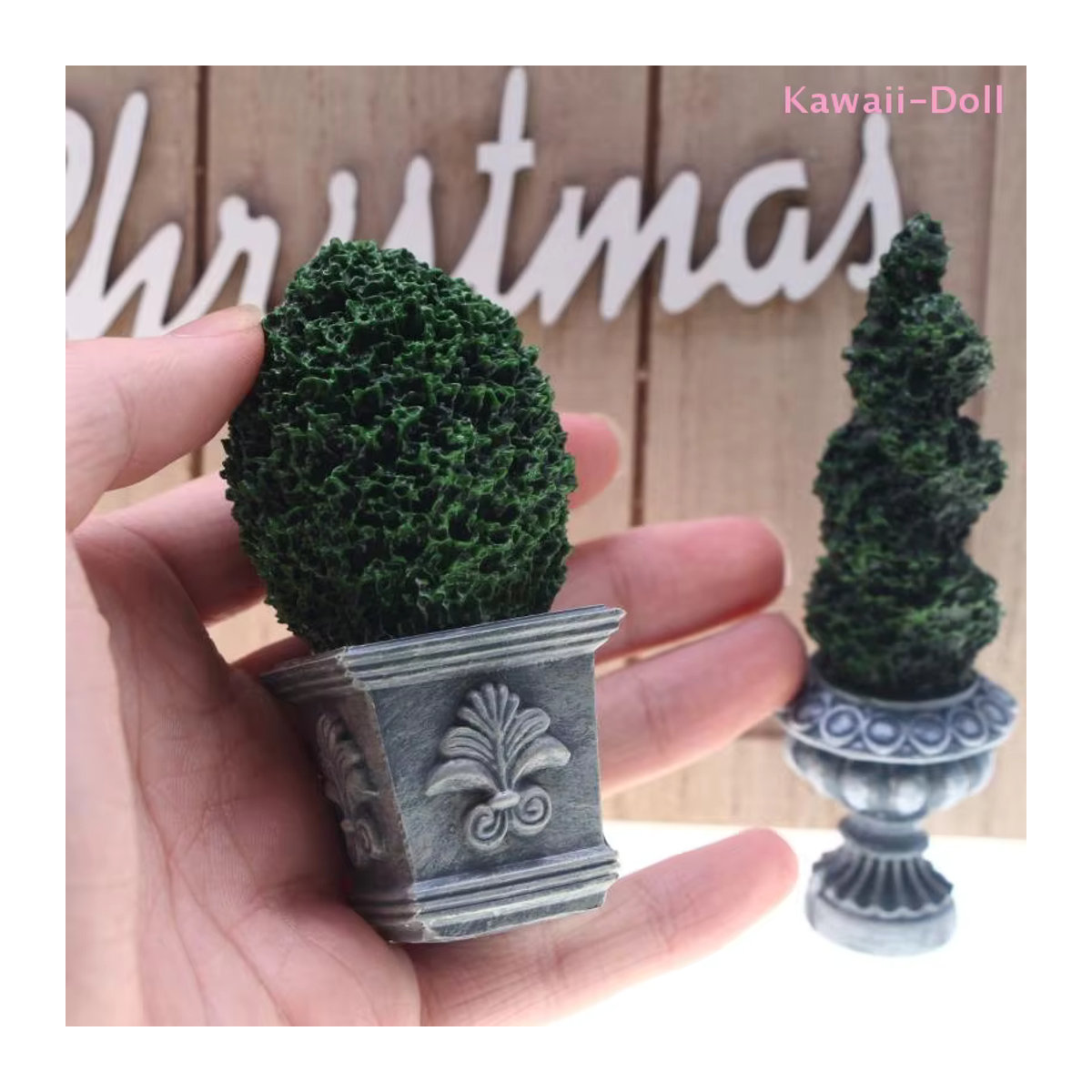 DIAPER&CORED Miniatur Grünpflanzen-Topfmodell als Bonsai-Ornament für Puppenhaus-Garten und Landschaftsdekoration, Grün, Kunstharz - Bild 5
