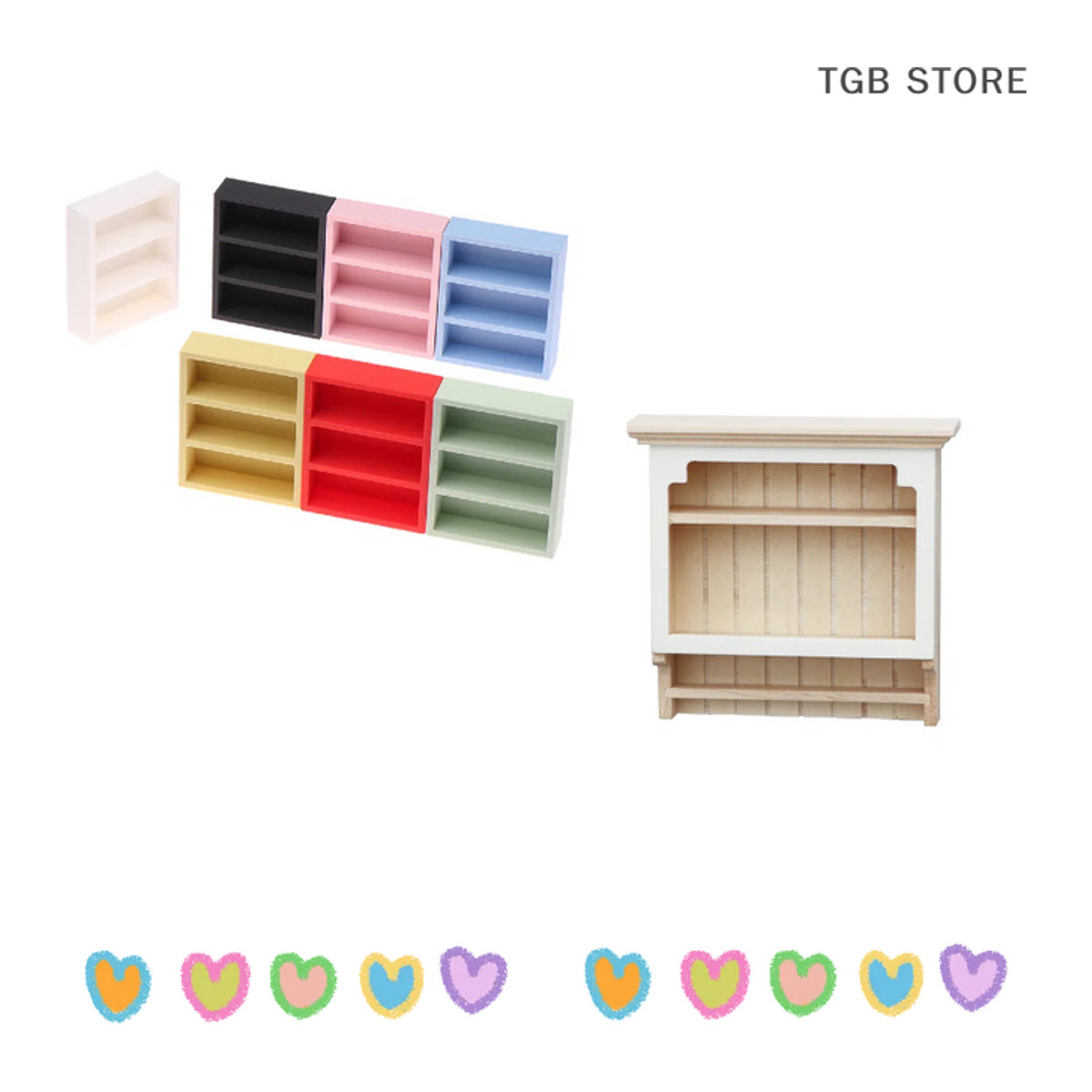 DIAPER&CORED Miniatur Holz Wandbehang Lagerregal im Landhausstil für Puppenhaus Küche, mehrfarbig - Bild 1