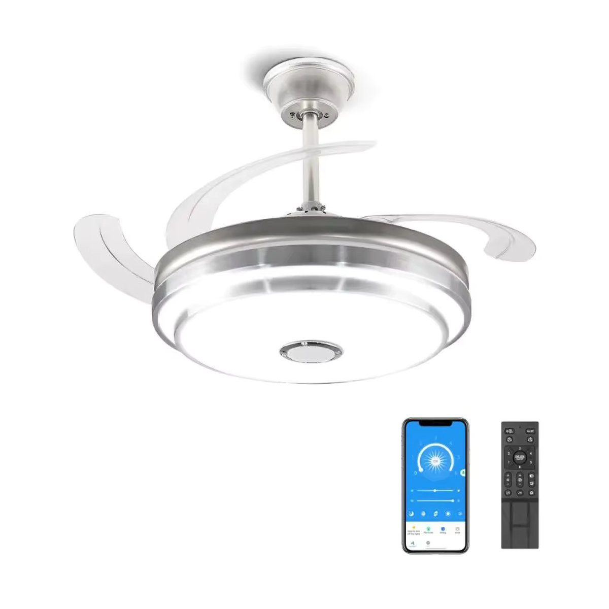 DIBILUN LED Deckenventilator mit Fernbedienung und dimmbarer Deckenlampe E27 in Weiß, Modernes Design - Bild 3