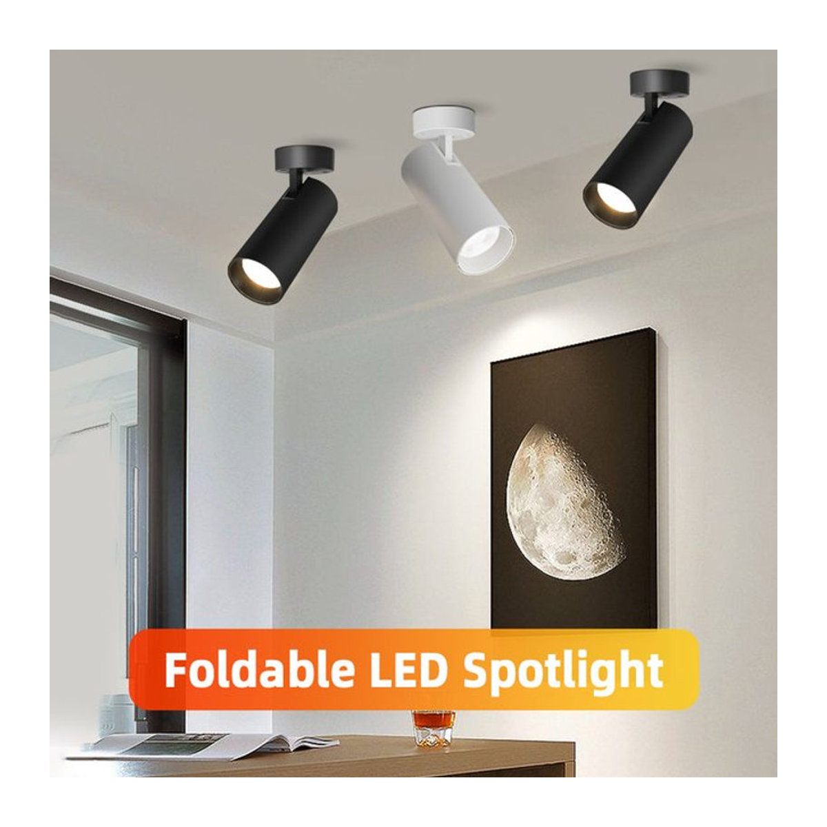 DIBILUN LED Strahler Schwarz Modern COB Decken Spotlampe Faltbares Downlight für Innenbeleuchtung - Bild 1