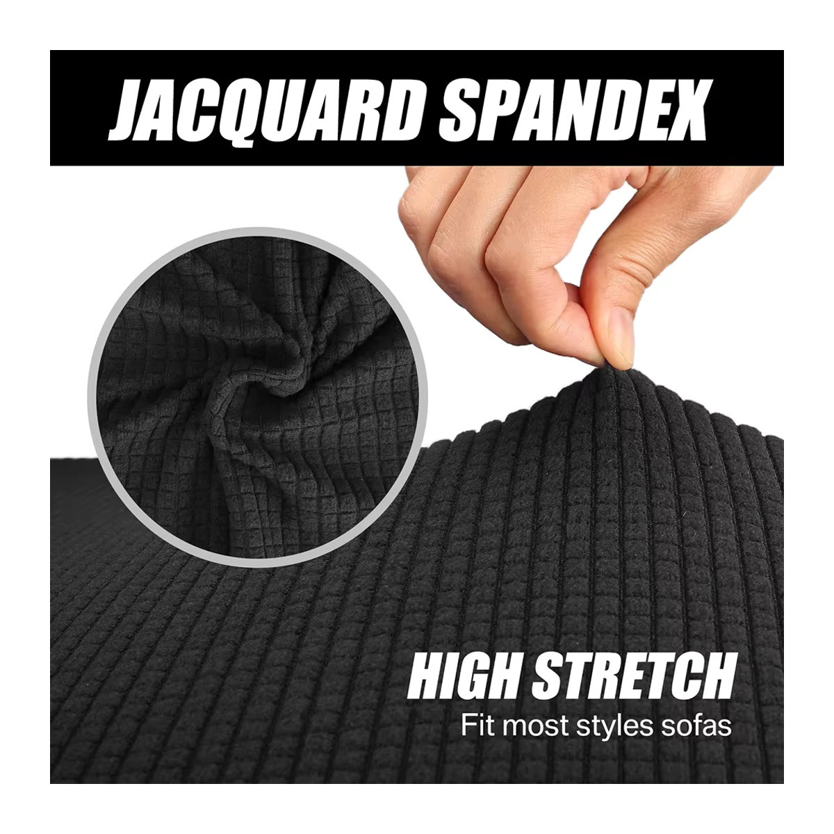 Dicker Jacquard-Sofabezug für 1 bis 4-Sitzer als Stretch-Schonbezug für dein Wohnzimmer in Grau oder Schwarz - Bild 5