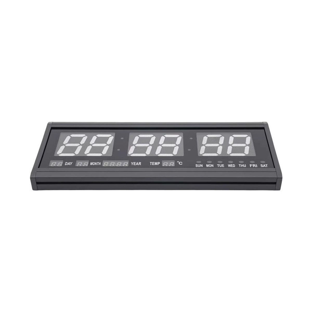 Digitale LED-Wanduhr in Schwarz mit Datum und Thermometer für Wohnzimmer, Büro und Schlafzimmer - Bild 3