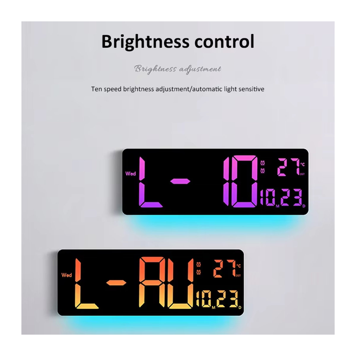 Digitale LED Wanduhr mit Thermometer und Datumsanzeige, 40,64 cm, Schwarz, inklusive Fernbedienung - Bild 3