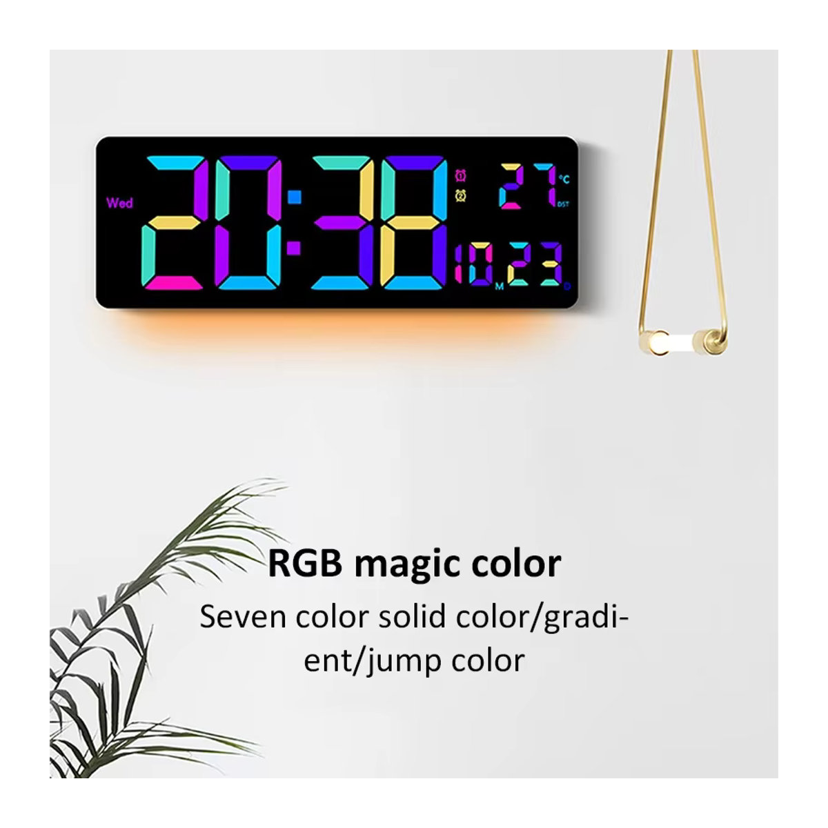 Digitale LED Wanduhr mit Thermometer und Datumsanzeige, 40,64 cm, Schwarz, inklusive Fernbedienung - Bild 4