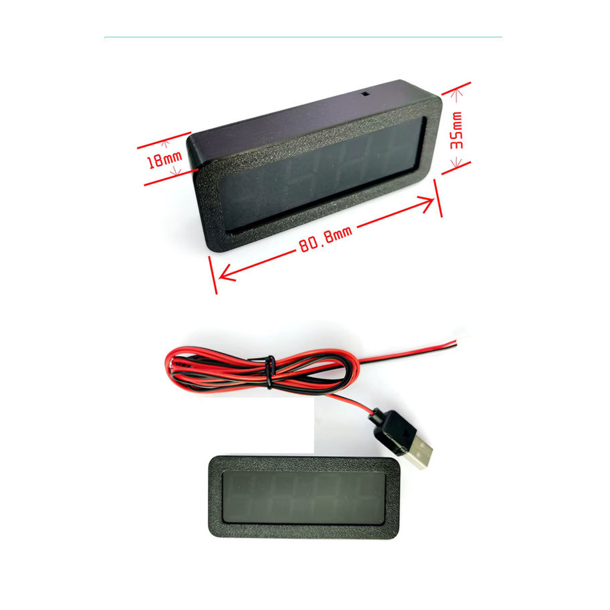 Digitale USB Auto Uhr mit GPS Beidou Automatik-Timing und LED Display für 12/24 Stunden, Schwarz oder Rot - Bild 3