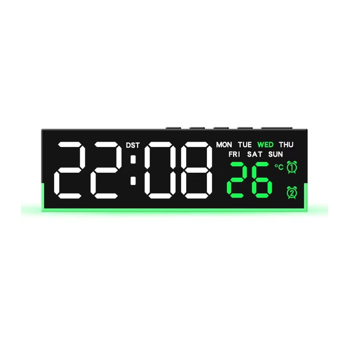 Digitaler LED-Wecker mit Stimmungslicht und Thermometer, USB-betriebene Tischuhr in Schwarz mit Datumsanzeige und Schlummerfunktion - Bild 6