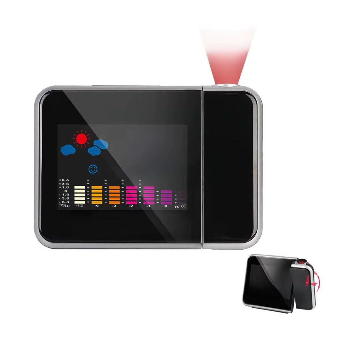 Digitaler Wecker mit Farbdisplay und Zeitprojektion in Schwarz mit Wetterstation und modernem Design - Bild 7