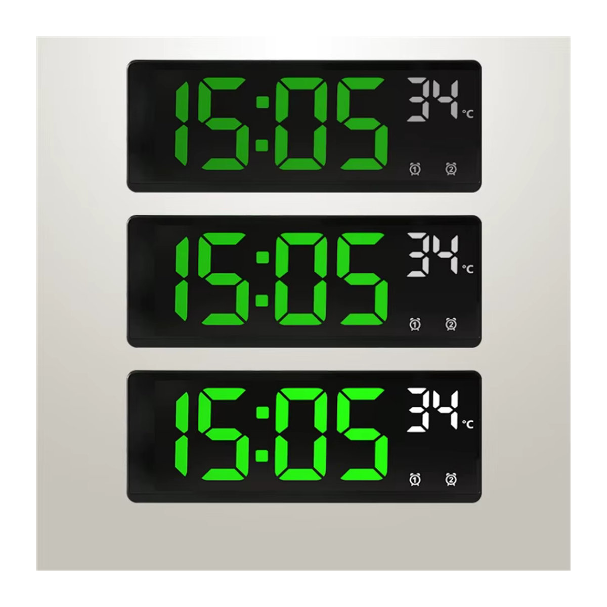 Digitaler Wecker mit Sprachsteuerung und Thermometer in Schwarz, LED Tischuhr mit Dual Alarm, Schlummerfunktion und Nachtmodus - Bild 3