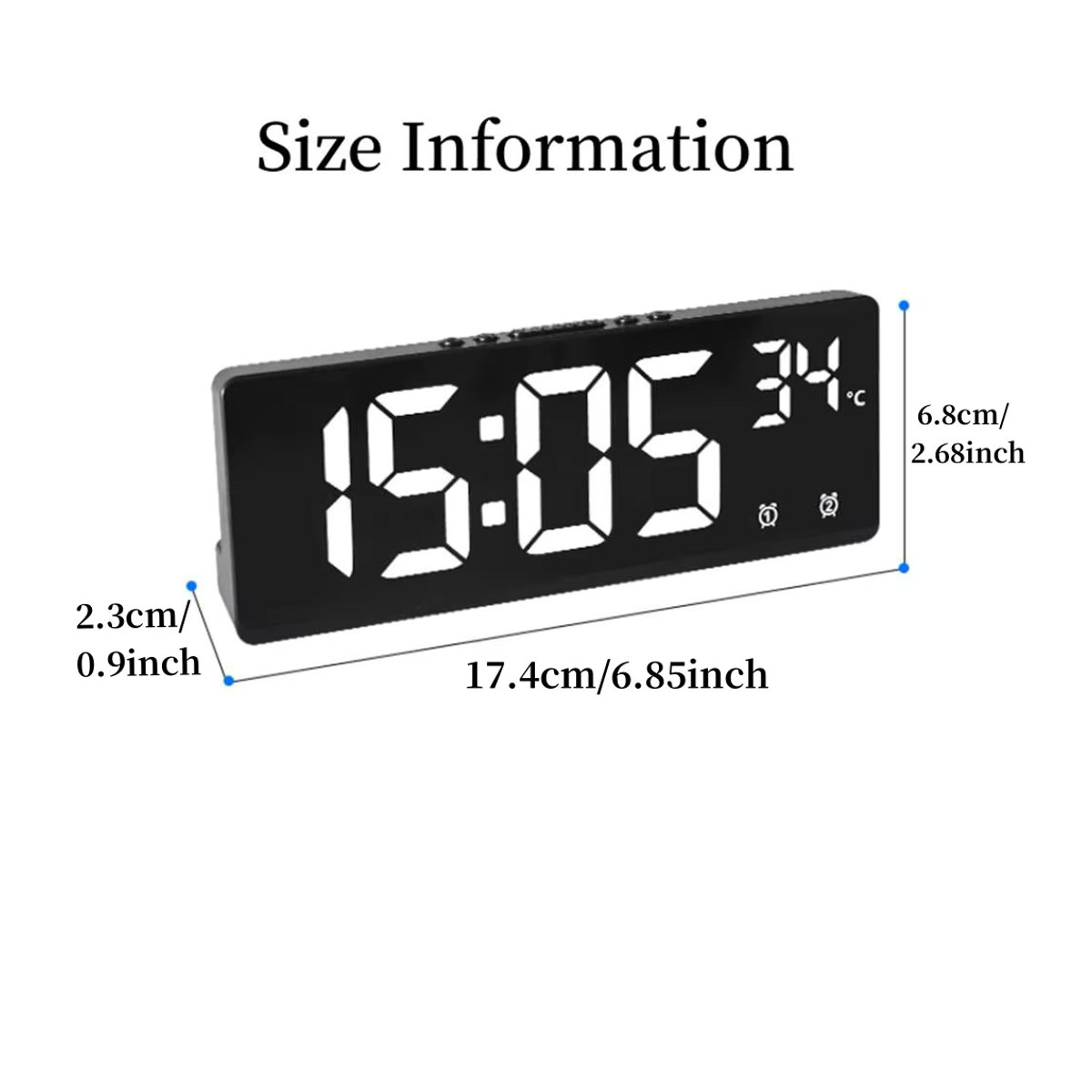 Digitaler Wecker mit Sprachsteuerung und Thermometer in Schwarz, LED Tischuhr mit Dual Alarm, Schlummerfunktion und Nachtmodus - Bild 6