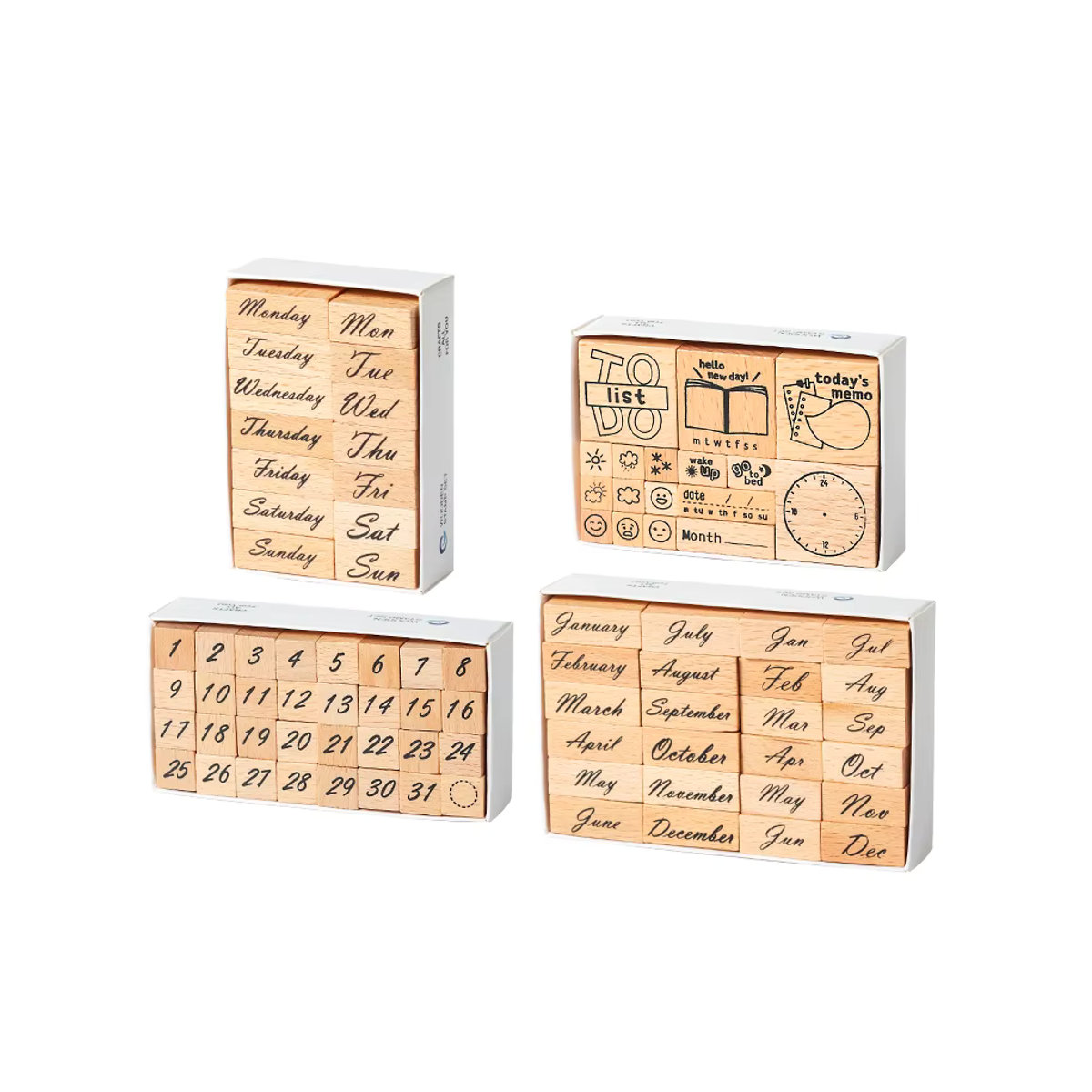 Digitales Handbuch für Wochen- und Monatsplanung mit hölzernem Siegel-Set und Holzstempel in Natur und minimalistischem Design - Bild 4