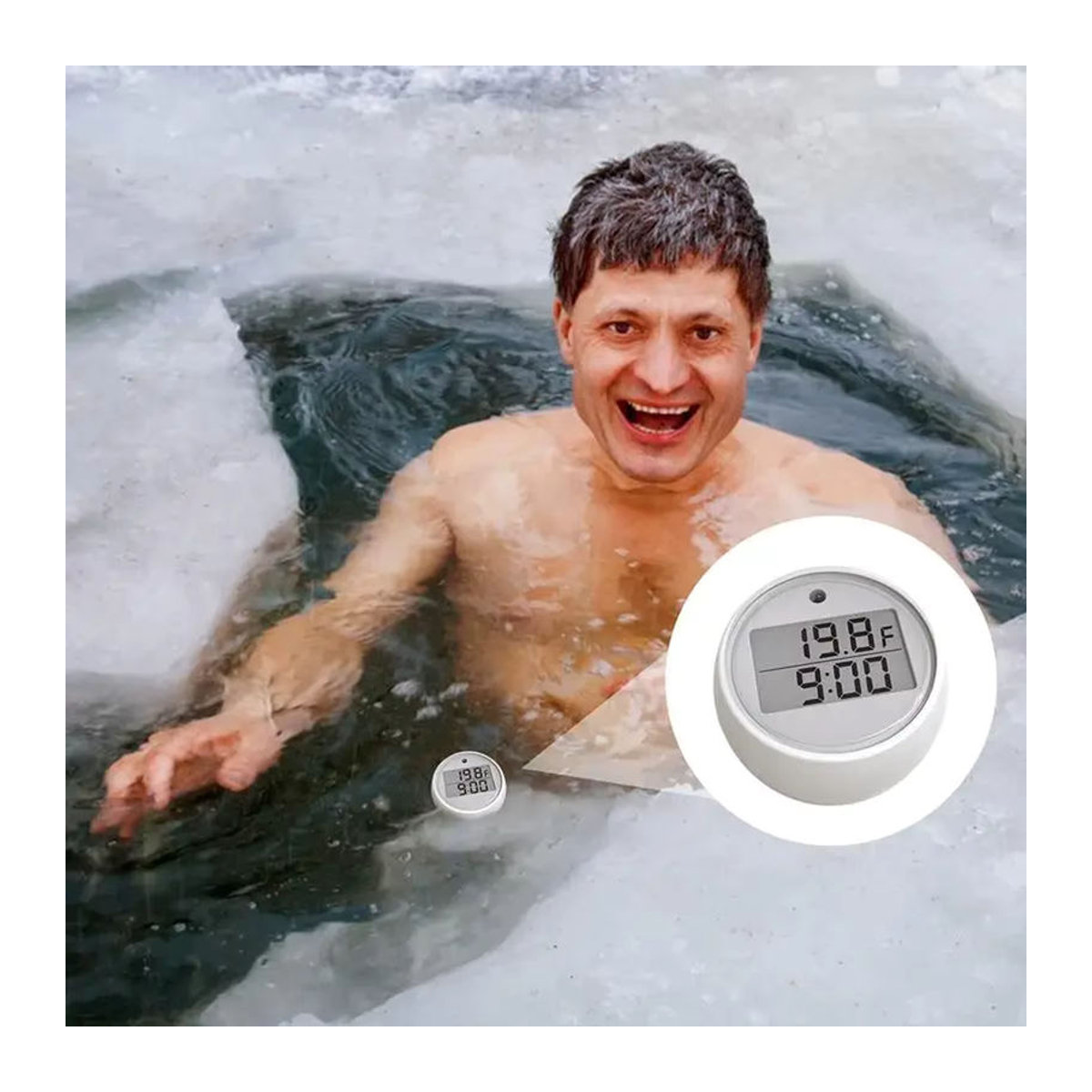 Digitales LCD Pool-Thermometer mit blinkender LED in Weiß für Schwimmbecken und Badewasser - Bild 2