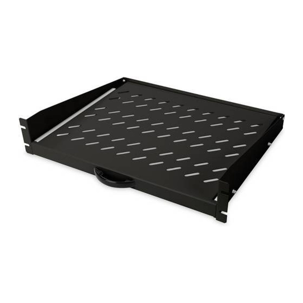 Digitus Professional DN-19-TRAY-2-450-SW Erweiterbares Rack-Regal aus Stahl, Schwarz, 2 HE, Breite: 48,3 cm, Tiefe: 45 cm, Höhe: 8,89 cm - Bild 1