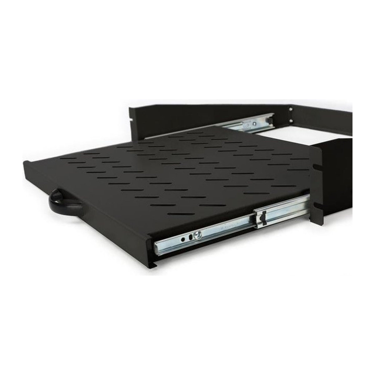 Digitus Professional DN-19-TRAY-2-450-SW Erweiterbares Rack-Regal aus Stahl, Schwarz, 2 HE, Breite: 48,3 cm, Tiefe: 45 cm, Höhe: 8,89 cm - Bild 2