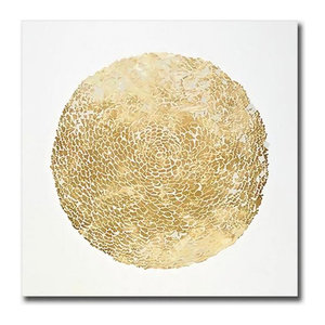 DIMENGQI Abstrakte Leinwandmalerei Geometrisch Modern Schwarz Gold Quadratisch B/H: 50 x 50 cm