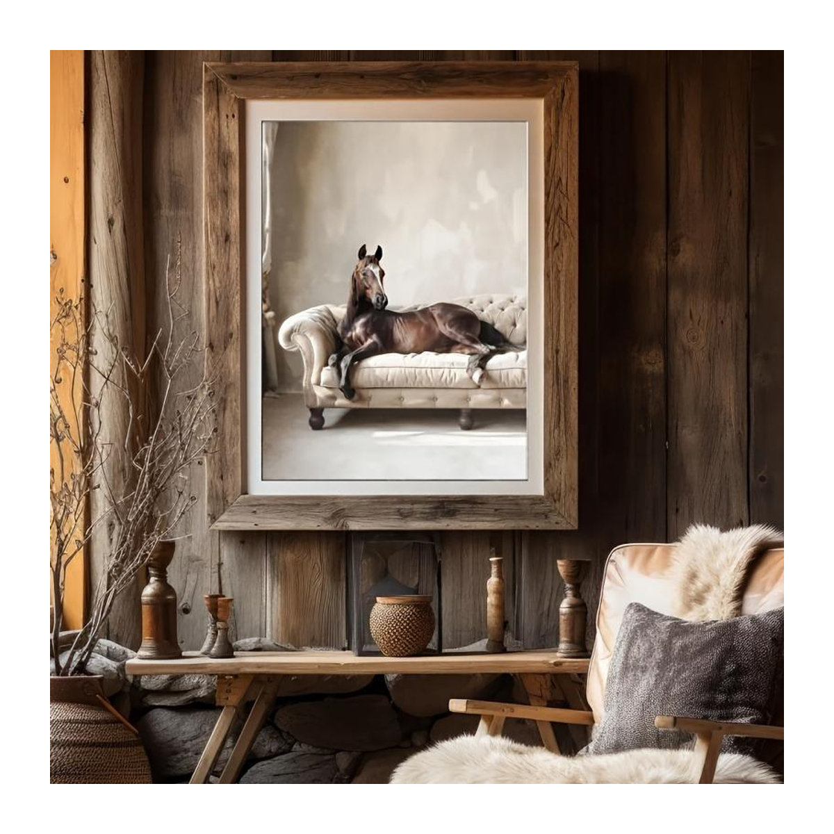 DIMENGQI Vintage Pferde Wandkunst Leinwand in Braun mit Motiv für Wohnzimmer, B: 30 cm, H: 20 cm - Bild 2