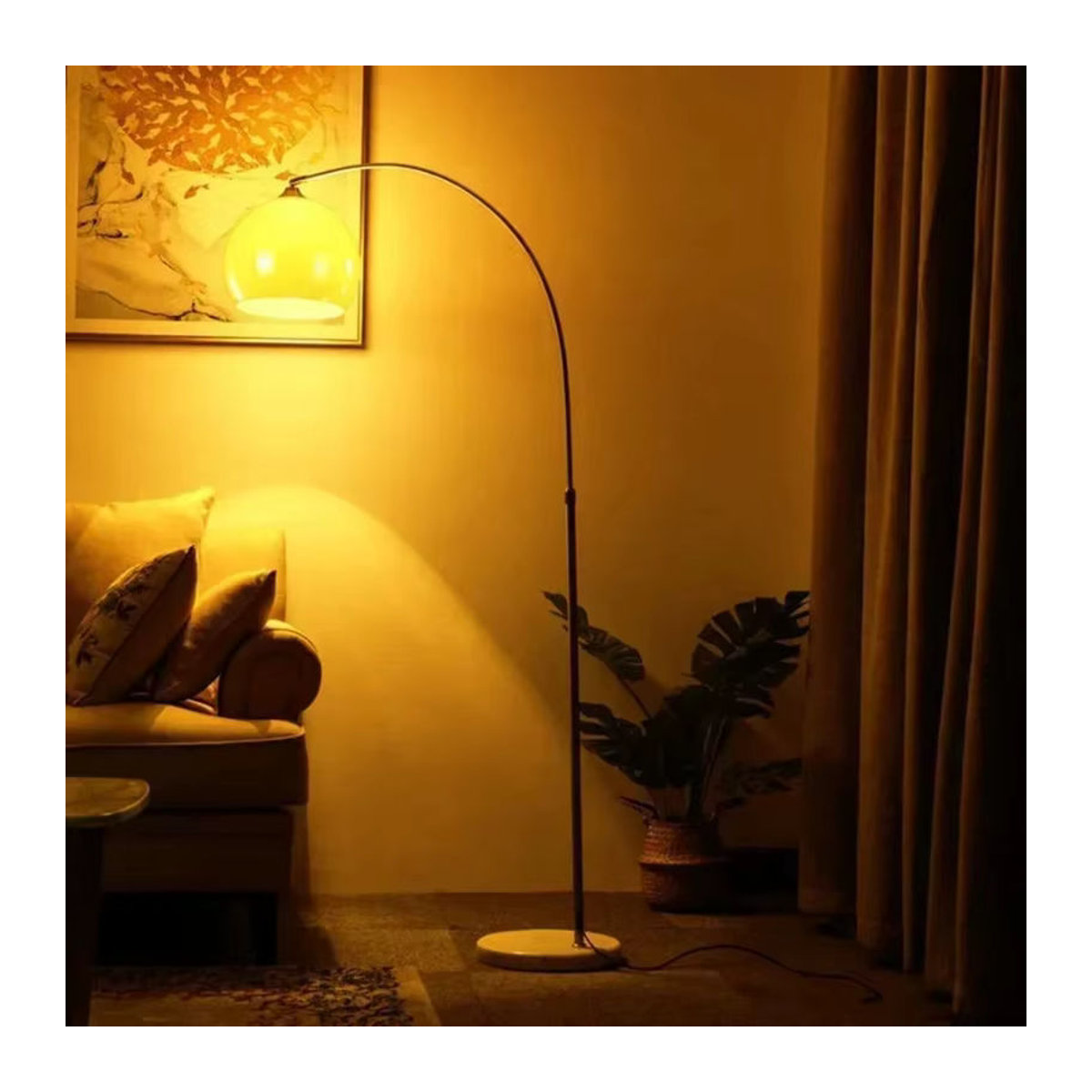 Dimmbare Bogen-Stehlampe von MZISOSOD in Orange mit Marmor-Design für Wohnzimmer und Schlafzimmer - Bild 3
