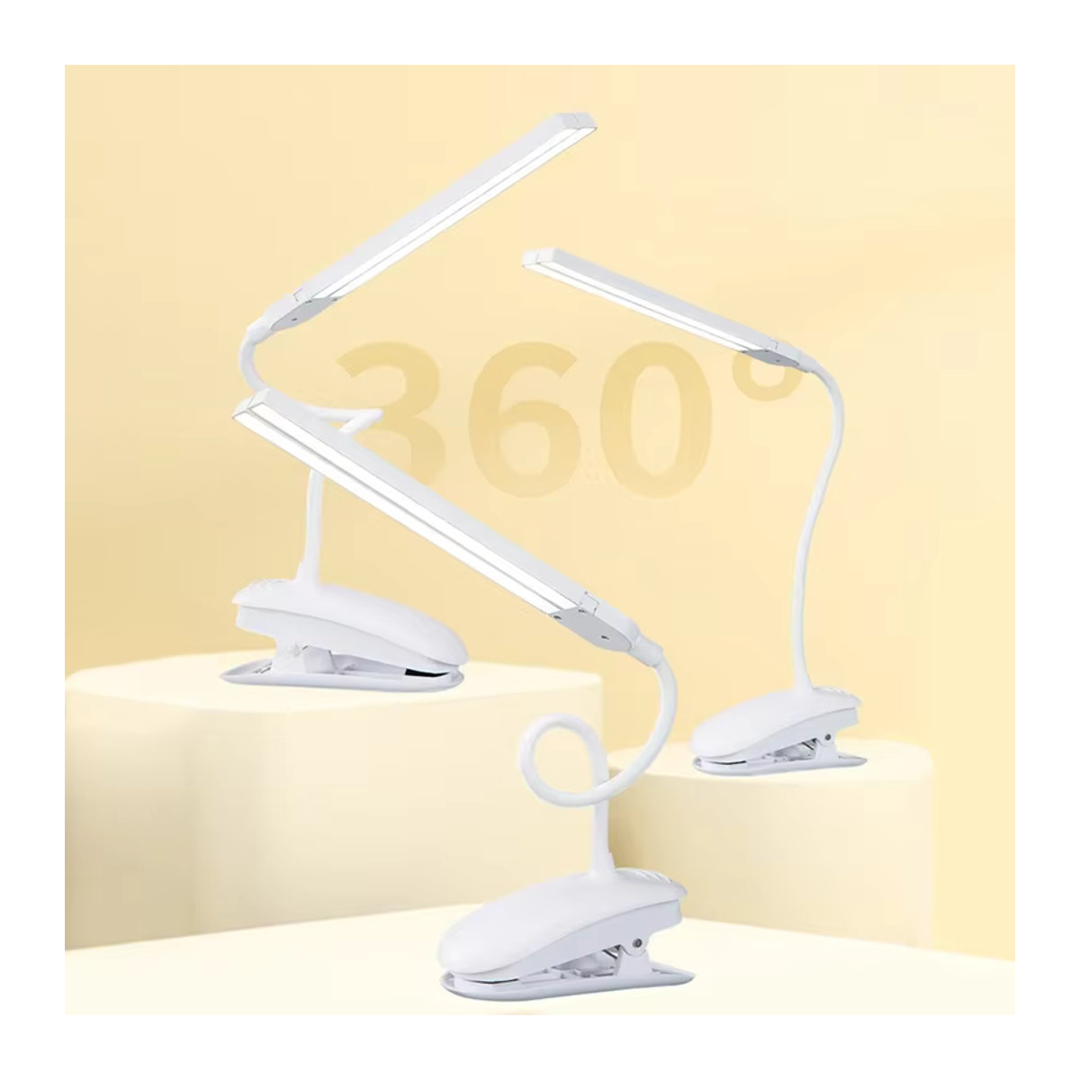 Dimmbare LED-Leselampe in Weiß mit Clip und Touch-Funktion für Augenschutz im Büro oder Schlafzimmer - Bild 5