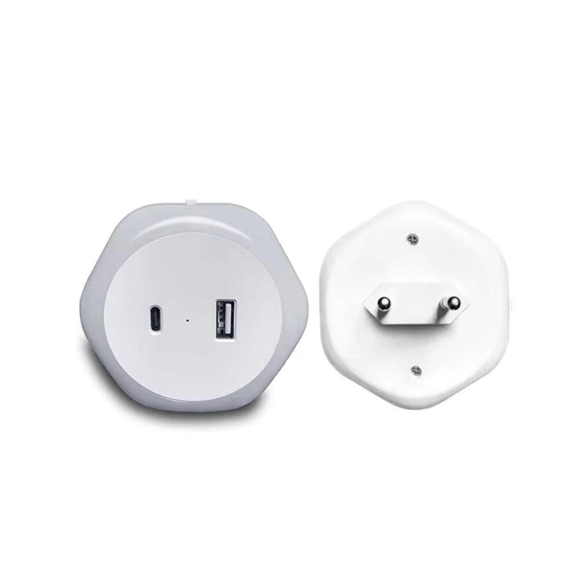 Dimmbare LED Nachttischlampe in Weiß mit automatischem Lichtsensor und USB-Typ-C-Anschluss, warmweißes Nachtlicht für Schlafzimmer und Flur - Bild 6
