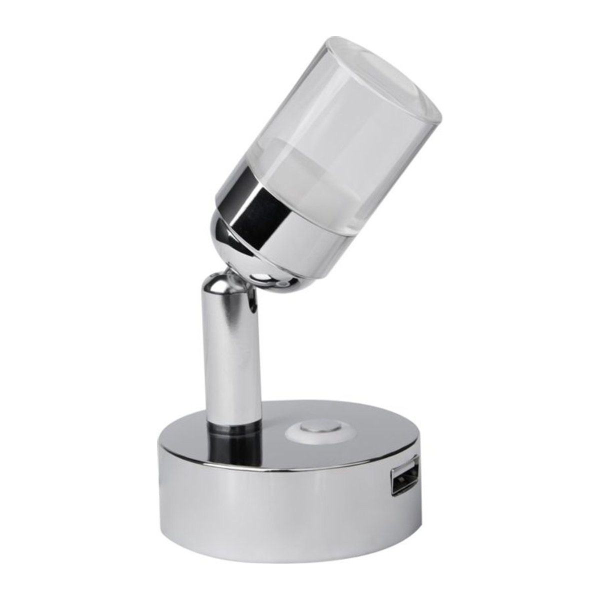 Dimmbare LED Nachttischlampe mit Touch-Schalter und USB-Anschluss, Kristall-Design in Chrom, Warmweiß, ideal für Wohnmobil, Yacht und Wohnwagen - Bild 1