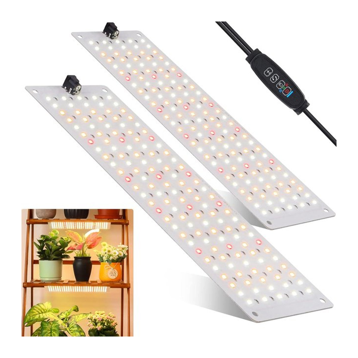 Dimmbare LED-Pflanzenlampe als Vollspektrum-Panelleuchte in Weiß für Zimmerpflanzen - Bild 1