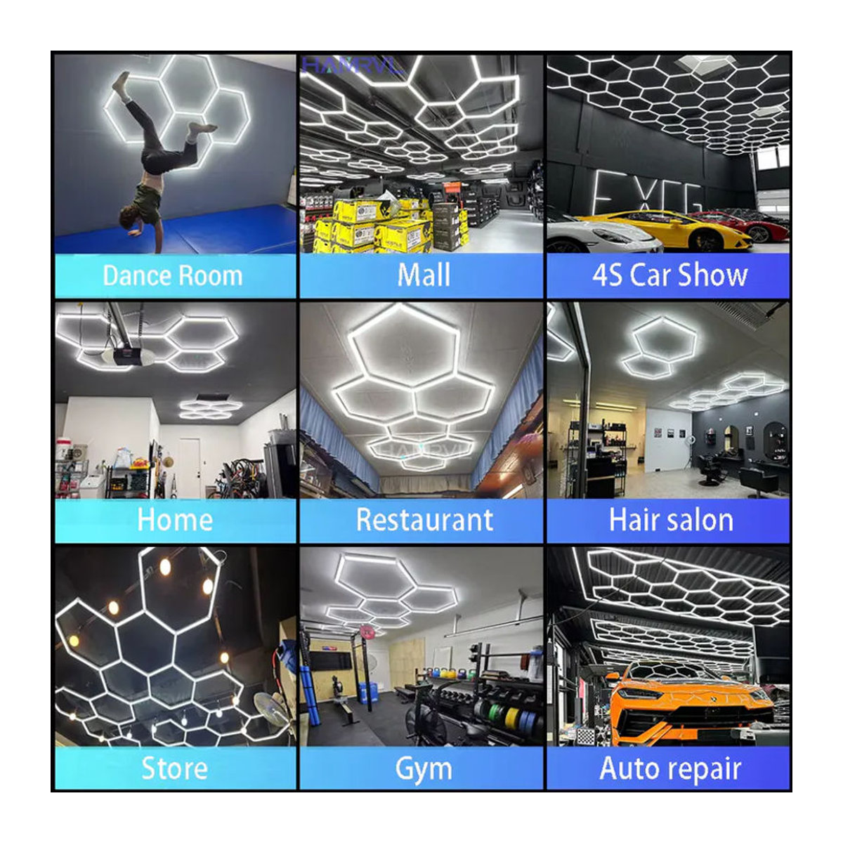 Dimmbare sechseckige LED-Wabenröhrenlampe von HAMRVL in Weiß für Garage, Werkstatt und Studio aus Aluminium - Bild 3
