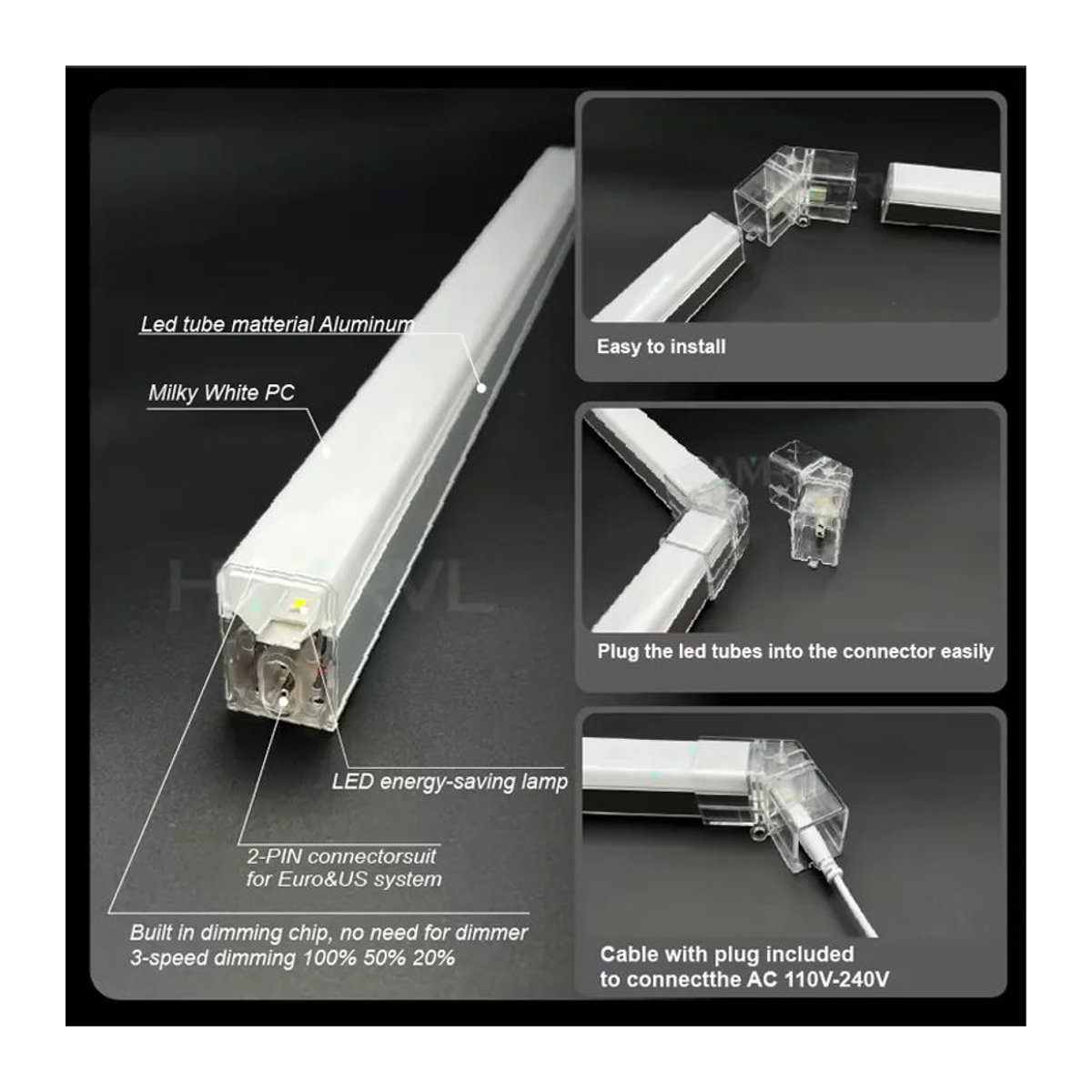 Dimmbare sechseckige LED-Wabenröhrenlampe von HAMRVL in Weiß für Garage, Werkstatt und Studio aus Aluminium - Bild 4