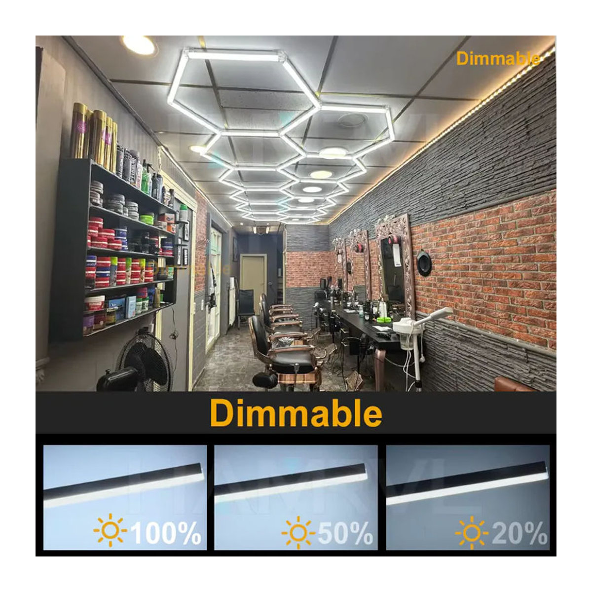 Dimmbare sechseckige LED-Wabenröhrenlampe von HAMRVL in Weiß für Garage, Werkstatt und Studio aus Aluminium - Bild 5