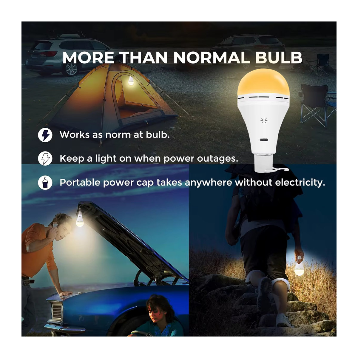 Dimmbare Smart LED-Lampe E27 mit Fernbedienung und Touch-Control, USB-C wiederaufladbar mit Timer, minimalistisches Design - Bild 3