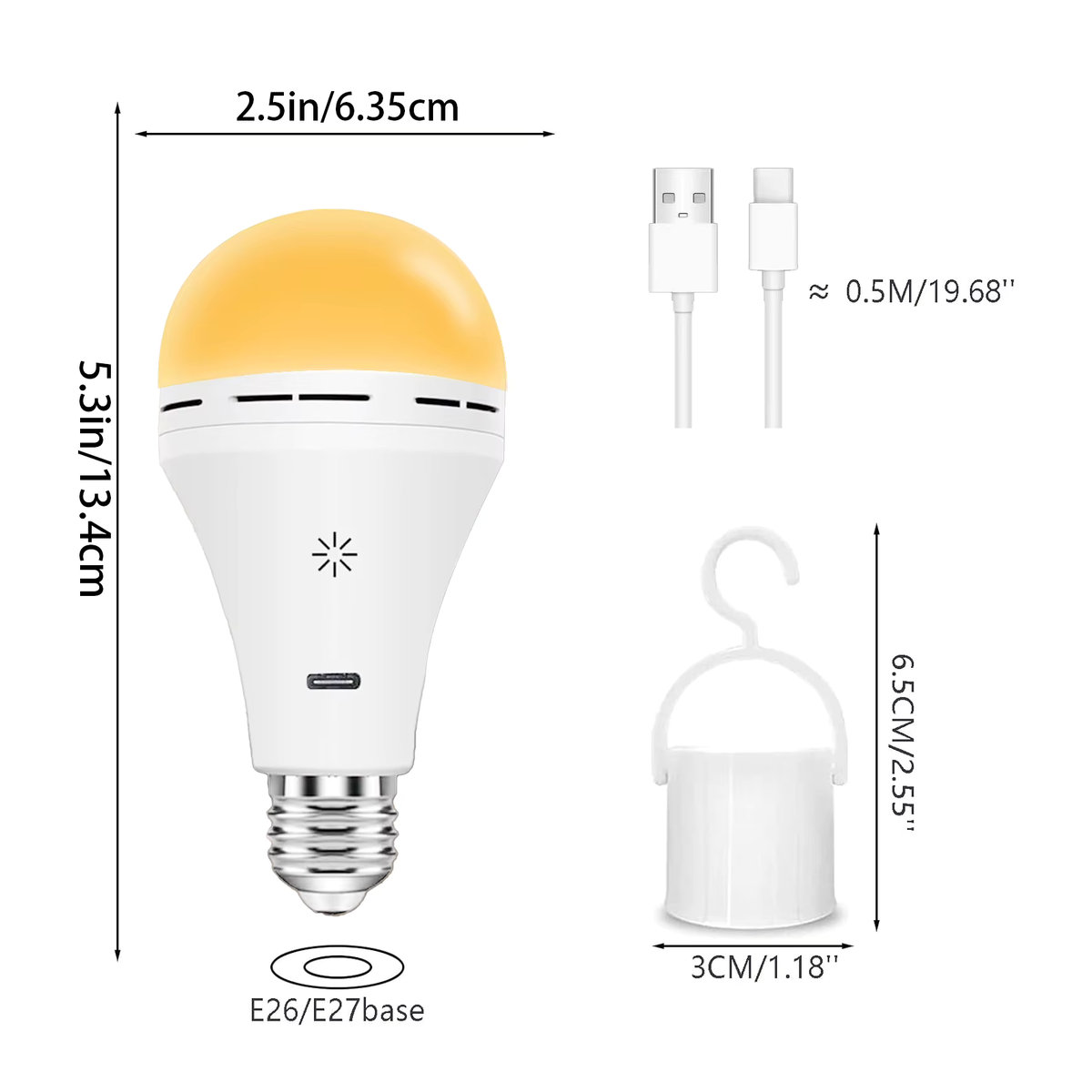 Dimmbare Smart LED-Lampe E27 mit Fernbedienung und Touch-Control, USB-C wiederaufladbar mit Timer, minimalistisches Design - Bild 4