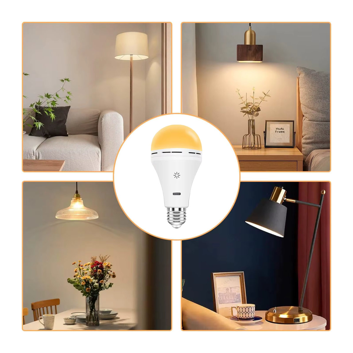 Dimmbare Smart LED-Lampe E27 mit Fernbedienung und Touch-Control, USB-C wiederaufladbar mit Timer, minimalistisches Design - Bild 5