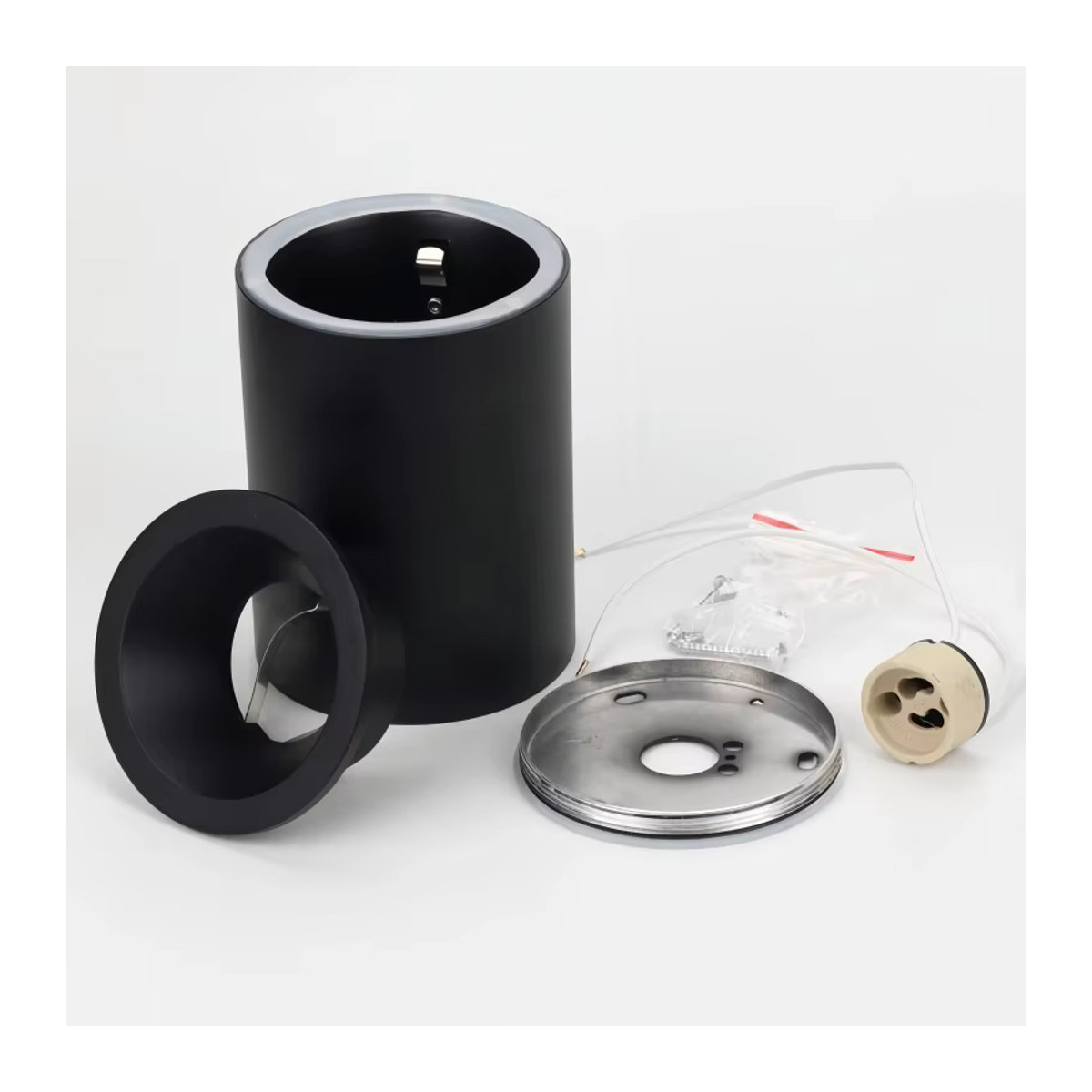 Dimmbares LED-Außen-Downlight von khelse in Schwarz, IP65 wasserdicht, GU10 Deckenstrahler für Badezimmer, Gang und Außenbereich, modern gestalteter Zylinder zur Oberflächenmontage - Bild 3