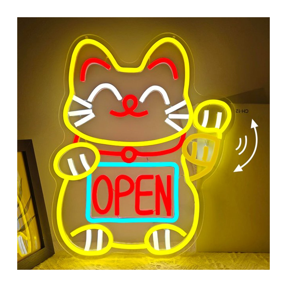 Dimmbares LED Neonschild Lucky Cat Maneki Neko in Bunt zur Dekoration für dein Restaurant oder deinen Ramen Shop - Bild 1
