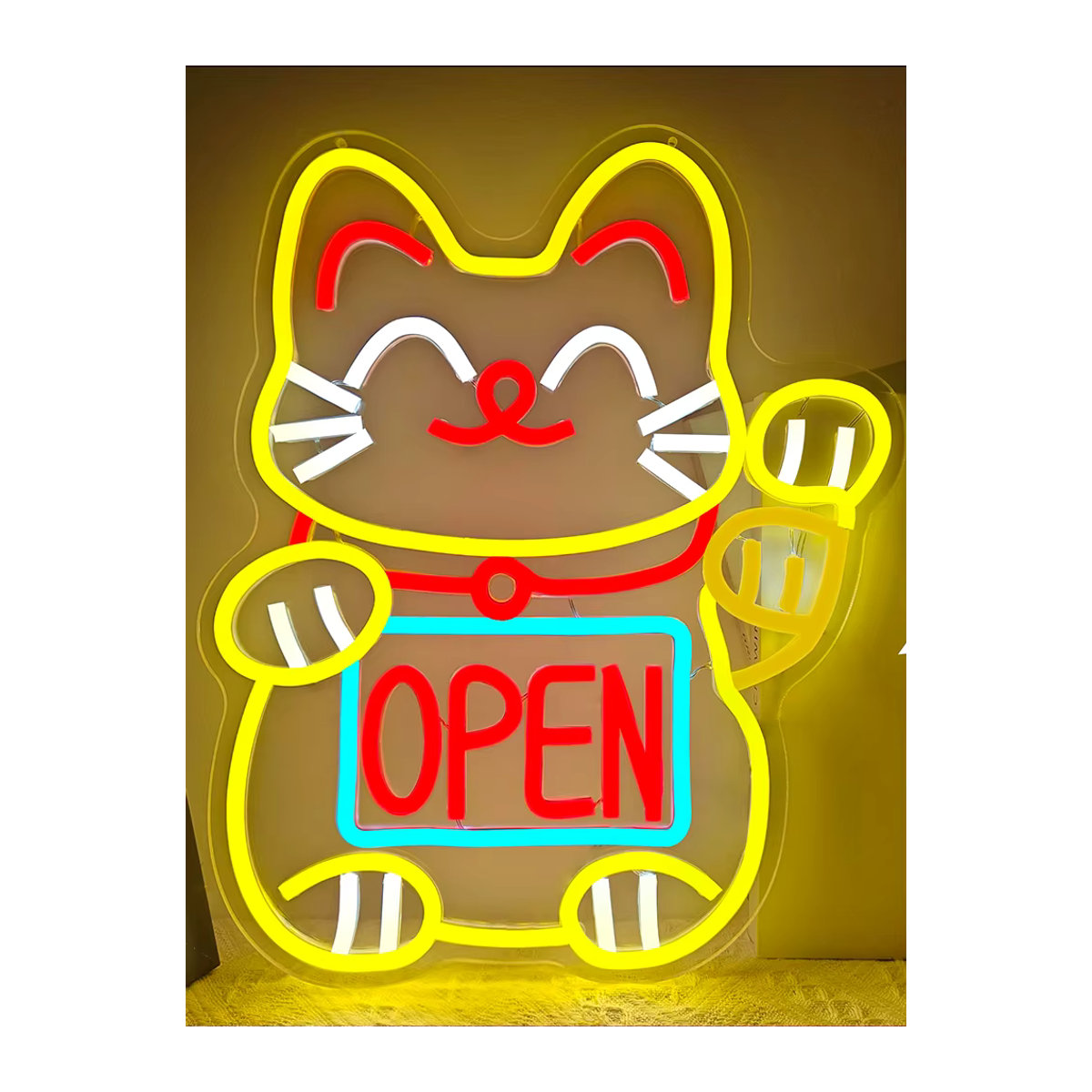 Dimmbares LED Neonschild Lucky Cat Maneki Neko in Bunt zur Dekoration für dein Restaurant oder deinen Ramen Shop - Bild 7