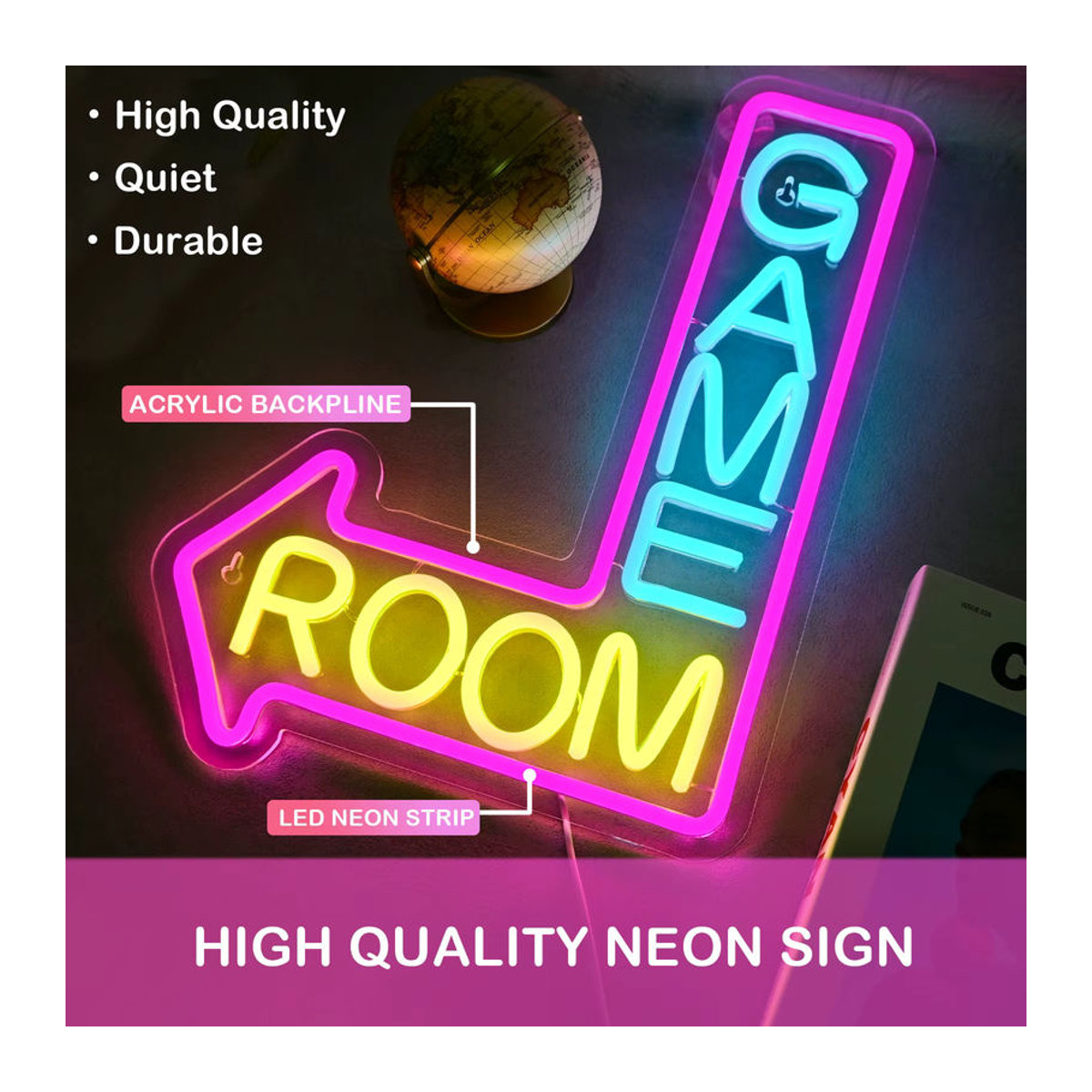 Dimmbares LED Neonschild von Wanxing in Bunt aus Acryl für dein Spielzimmer und Arcade-Raum - Bild 2