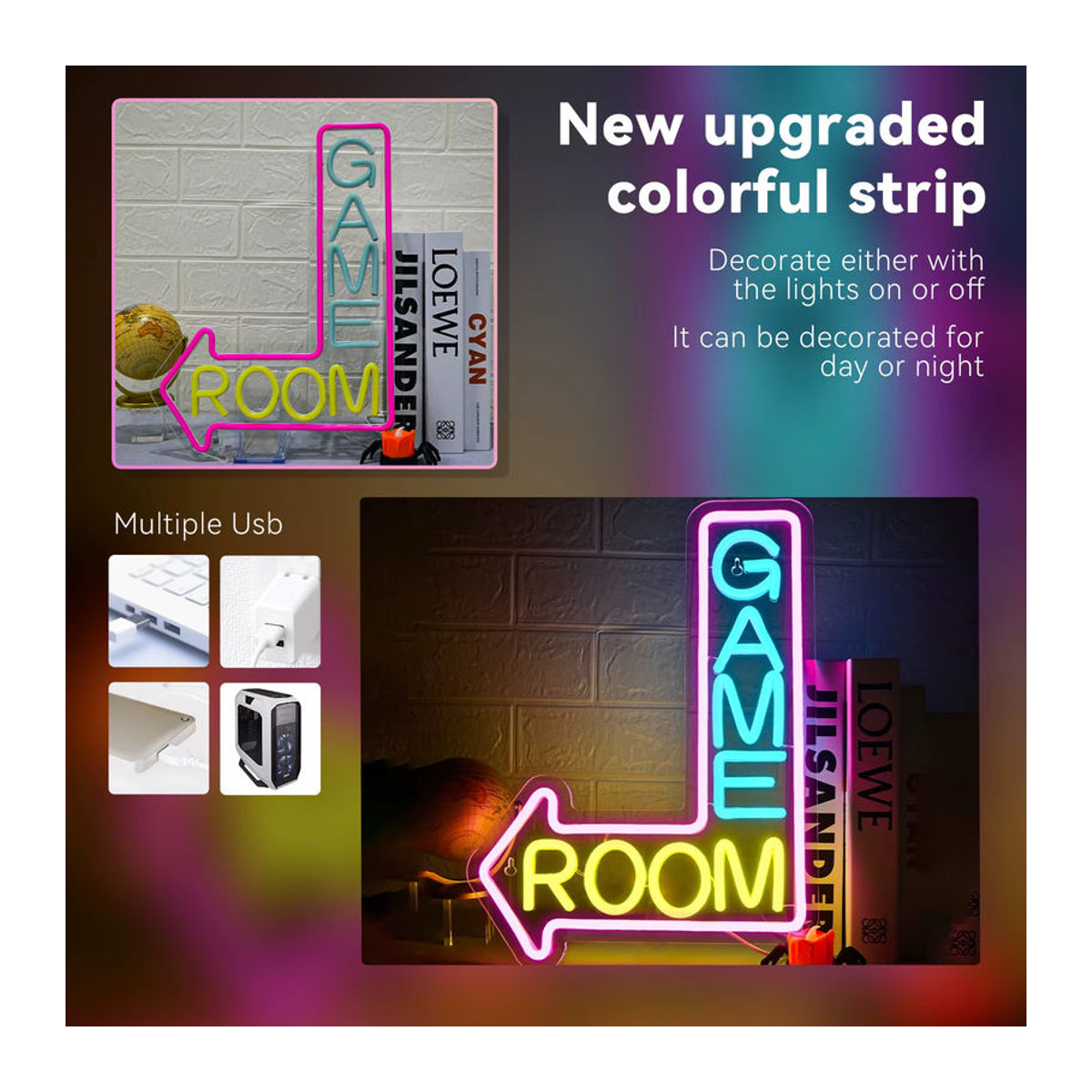 Dimmbares LED Neonschild von Wanxing in Bunt aus Acryl für dein Spielzimmer und Arcade-Raum - Bild 3