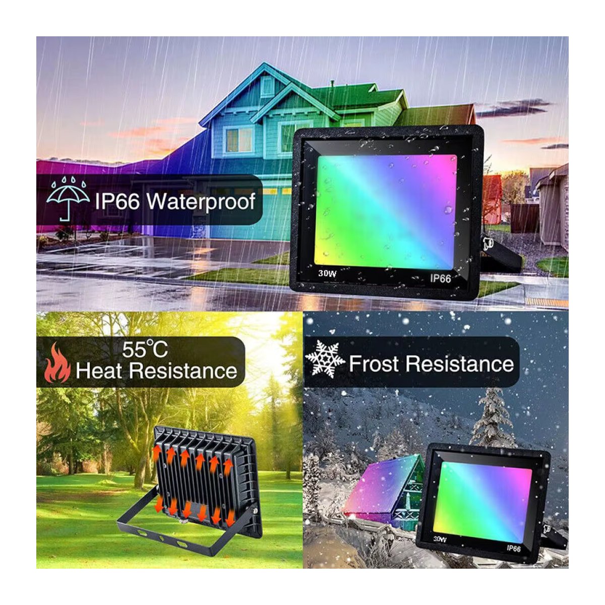 Dimmbares RGB LED Außenstrahler IP66 wasserdicht mit Fernbedienung in Bunt - Bild 4