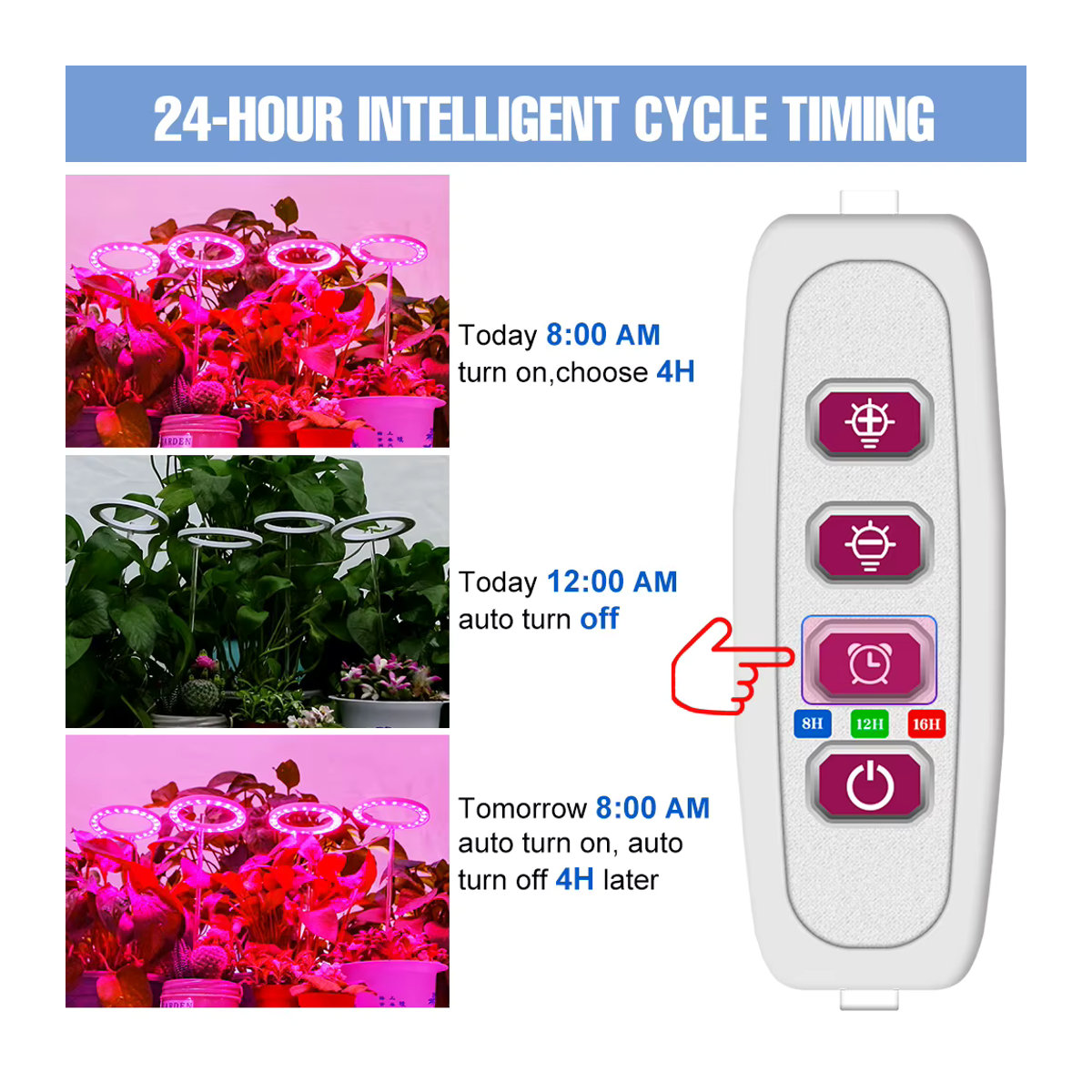 Dimmbares USB DC5V LED Vollspektrum Wachstumslicht mit 24-Stunden-Timer und Topf für Zimmerpflanzen, Sukkulenten und Kakteen - Bild 4