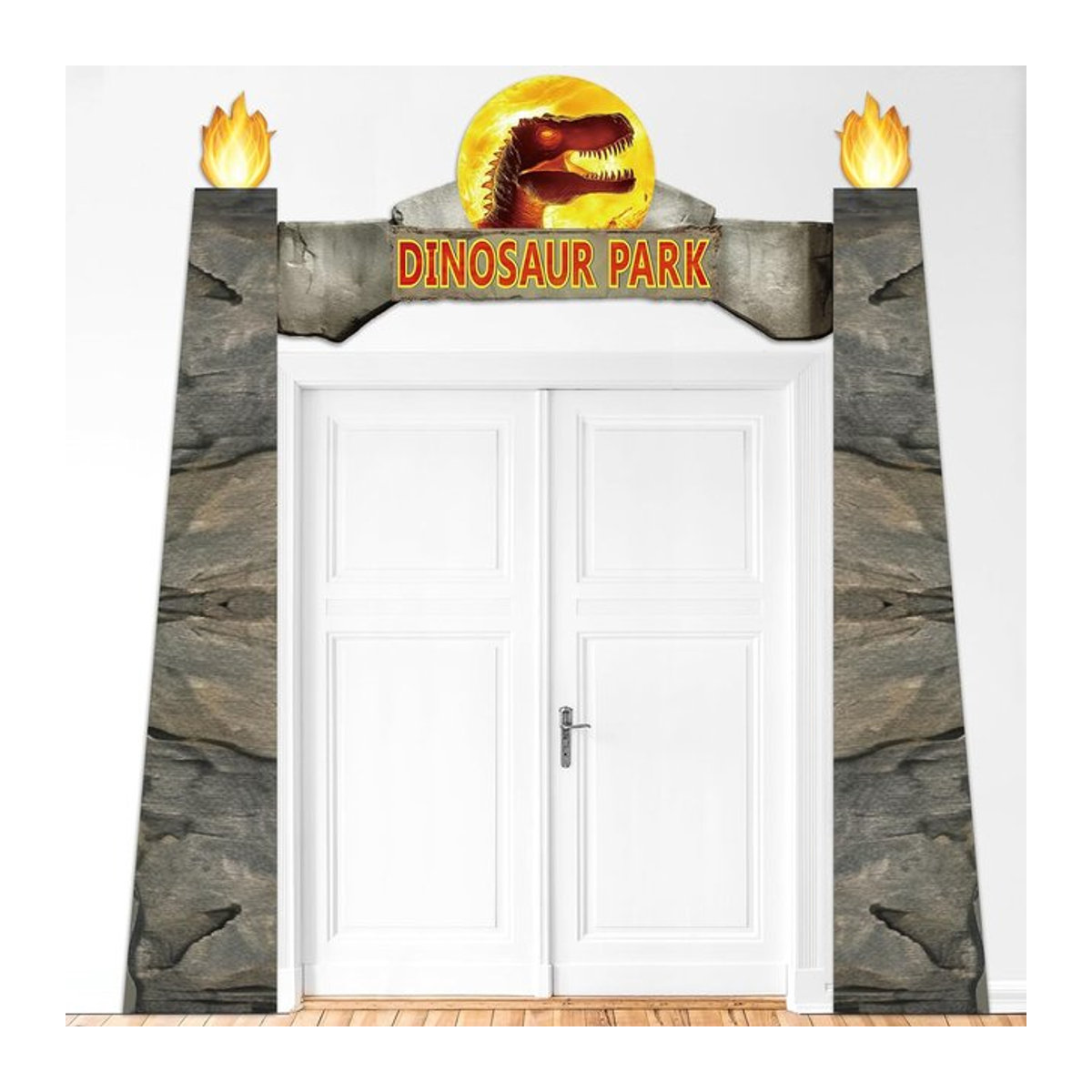 Dinosaurier Geburtstag Banner als hängende Dekoration für Kinder in Grau aus Papier - Bild 1